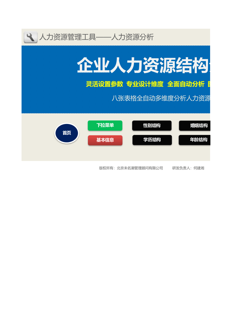企业人力资源结构分析系统（8张表格全自动多维度分析.xlsx 第1页