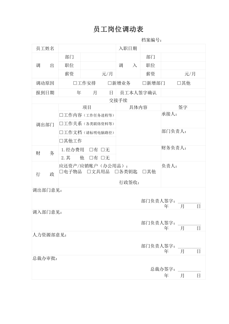 公司内部员工岗位调动表..xls 第1页