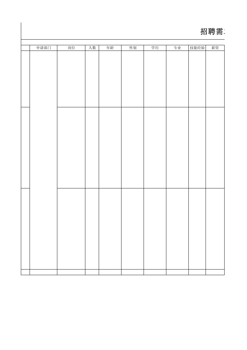 工具之12_招聘需求计划表（模版）.xlsx 第1页