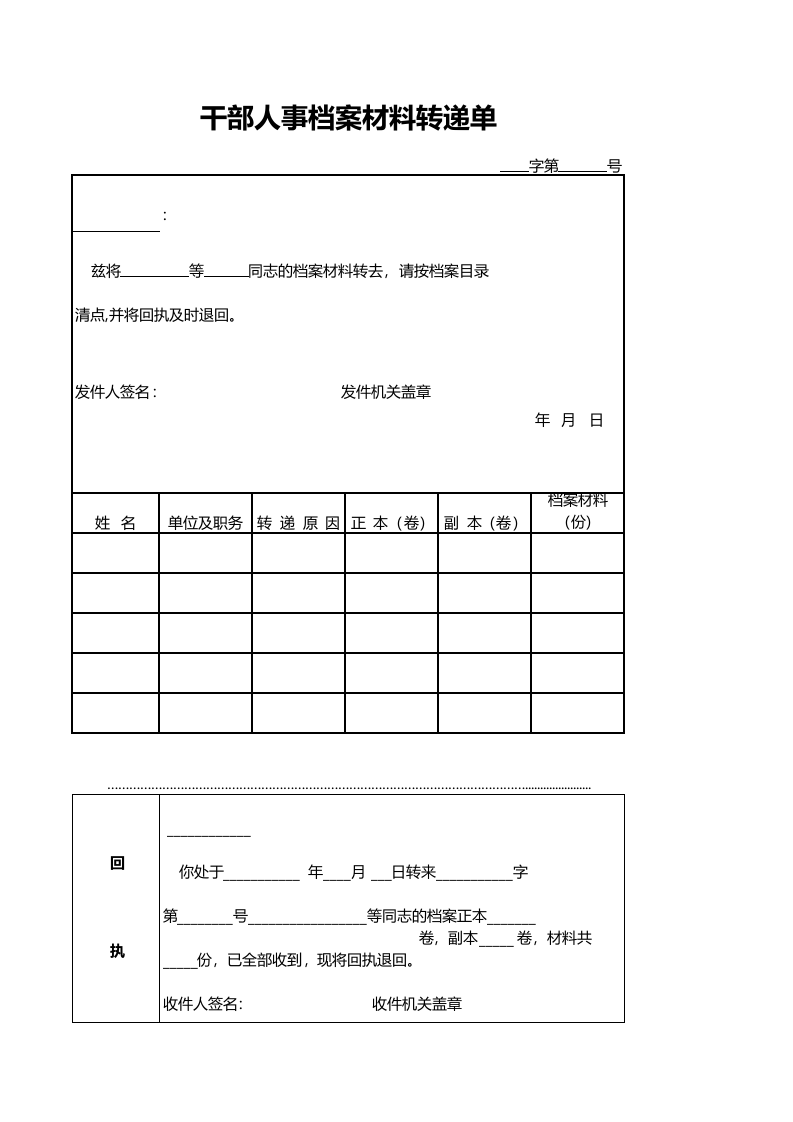 干部人事档案材料转递单_13.xls 第1页