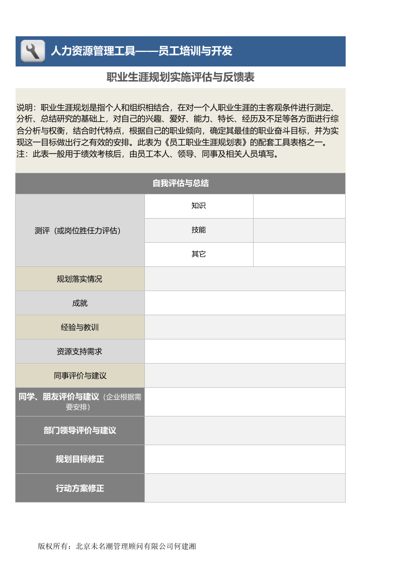 职业生涯规划实施评估与反馈.xlsx 第1页
