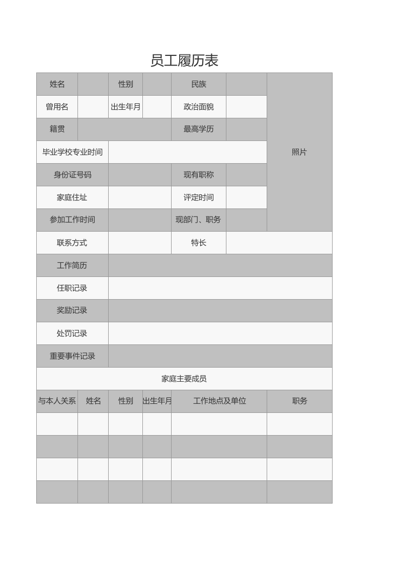 员工履历表.xls 第1页