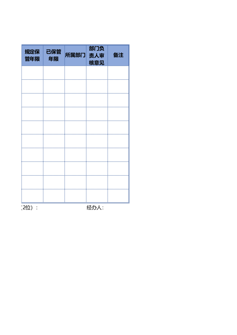 档案销毁申请表.xls 第2页