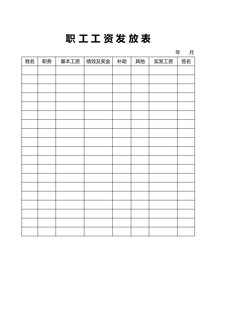 职工工资发放表.xlsx 第1页