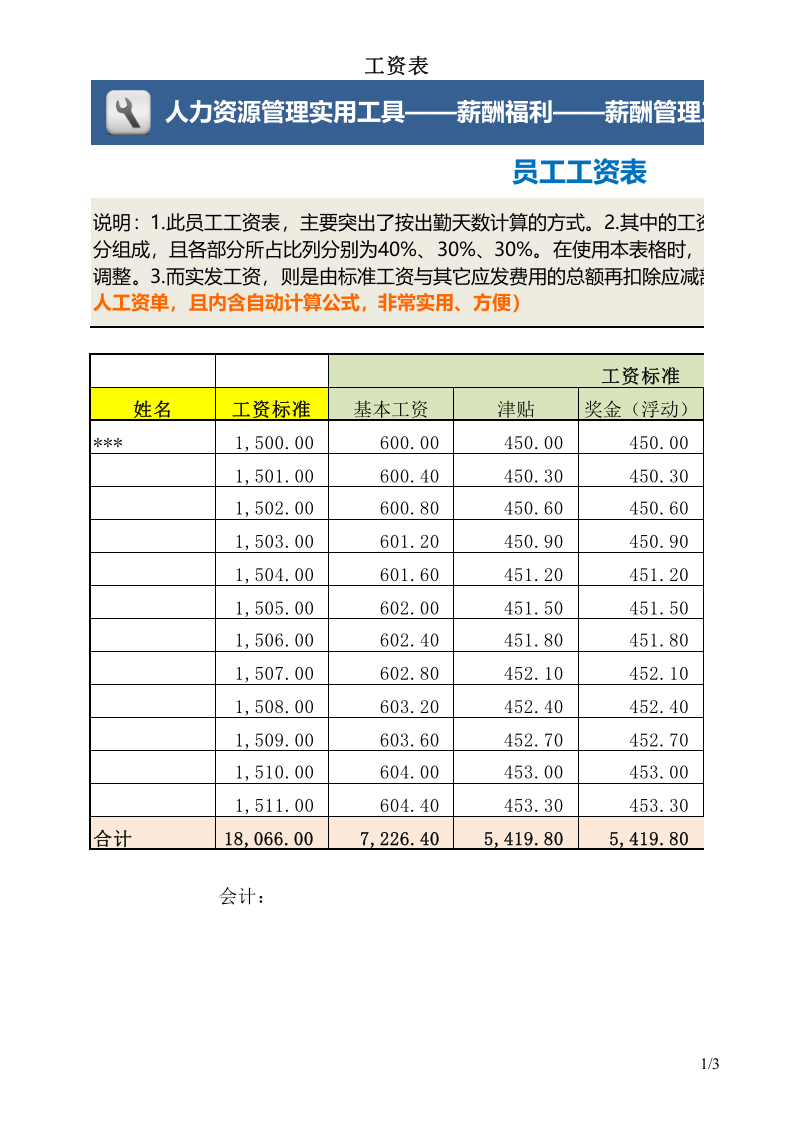 员工工资表.xls 第1页