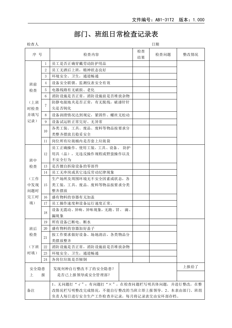 AB1-31T2班组日常安全检查表.doc 第1页