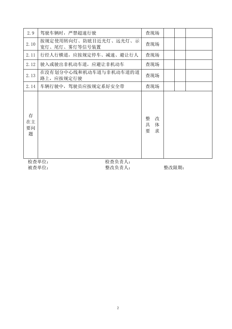 10.车辆驾驶员安全检查表（手写）.doc 第2页