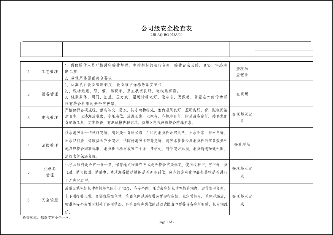 【2020-12-02】危化企业公司级安全检查表.doc 第1页