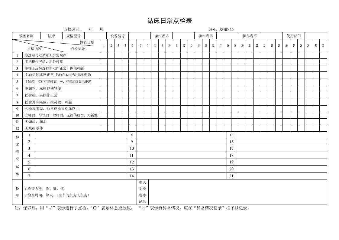 66.钻床日常点检表.doc 第1页
