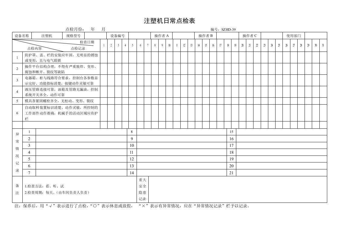 63.注塑机日常点检表.doc 第1页