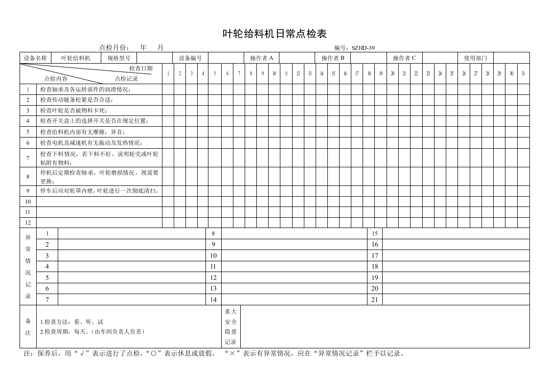 57.叶轮给料机日常点检表.doc 第1页