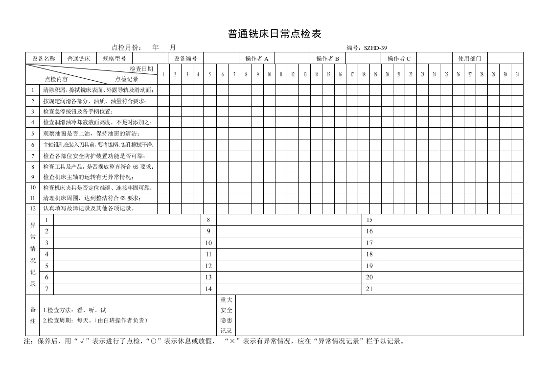 45.普通铣床日常点检表.doc 第1页