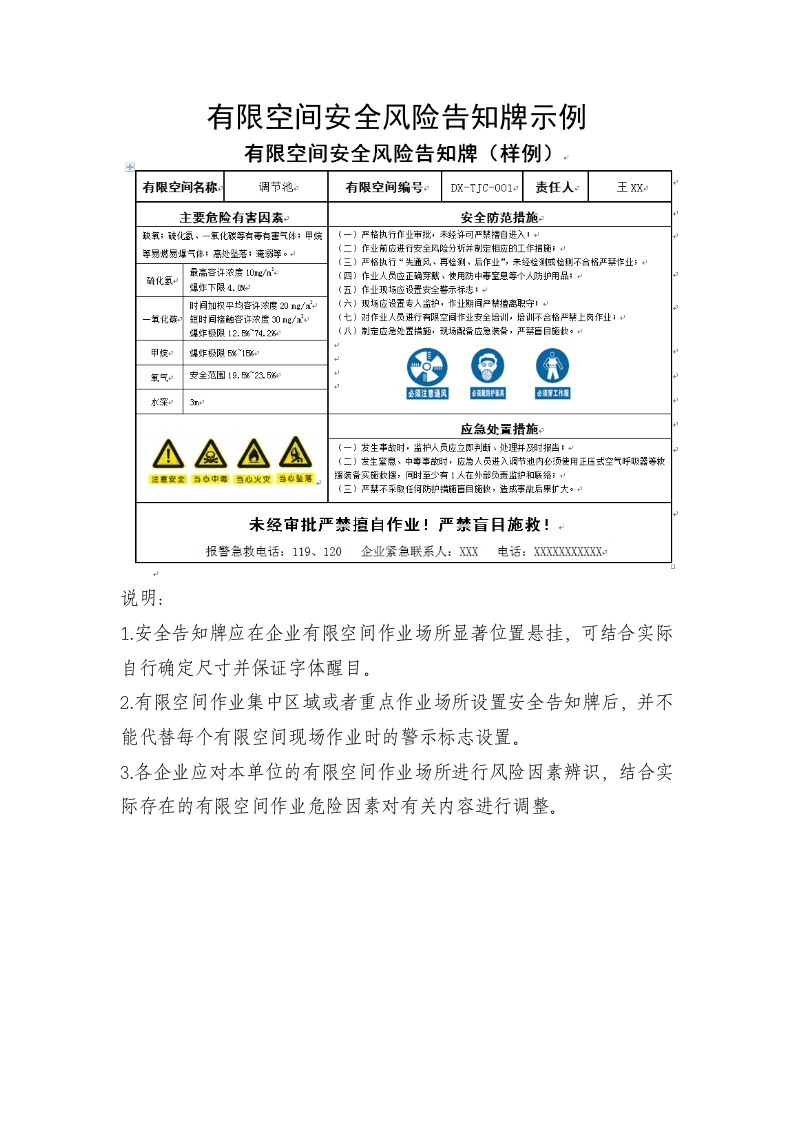 有限空间安全风险告知牌示例.docx 第1页