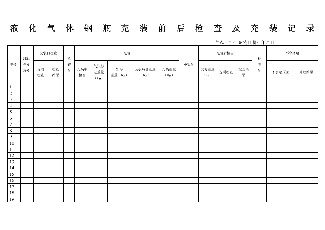 液化气体气瓶充装前后检查记录及充装记录.doc 第1页