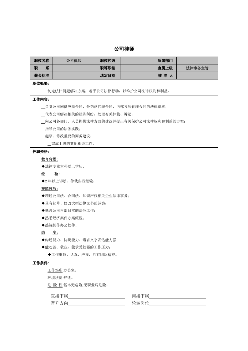 公司律师岗位职责.doc 第1页