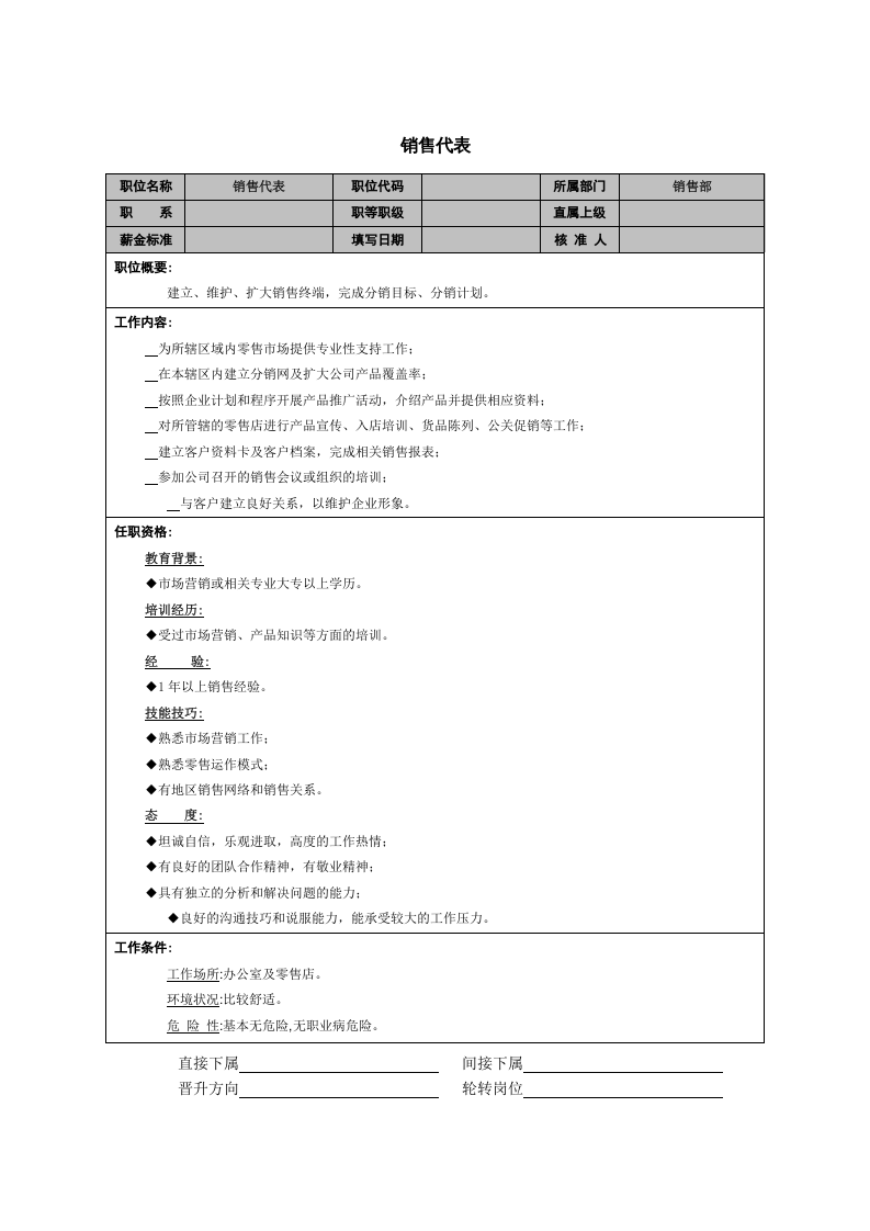 销售代表职能说明书.doc 第1页