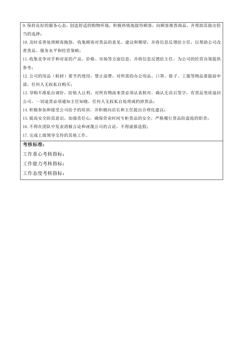 商业零售代理商公司的岗位说明书.doc 第2页