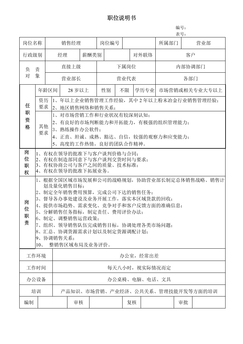 公司营销部职位说明书（共7个职位）.doc 第2页