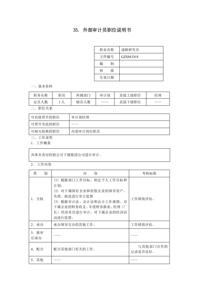 外部审计员职位说明书.doc 第1页