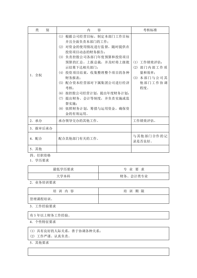 财务部经理职位说明书.doc 第2页
