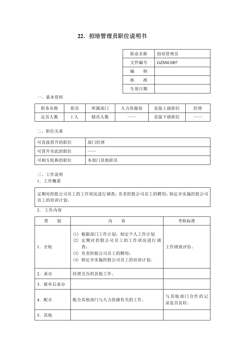 招培管理员职位说明书.doc 第1页