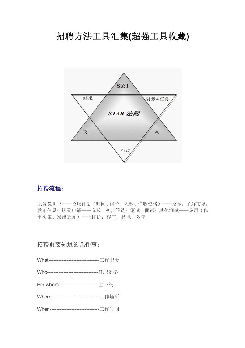 工具之79_招聘方法工具汇集（超强工具收藏）.docx 第1页