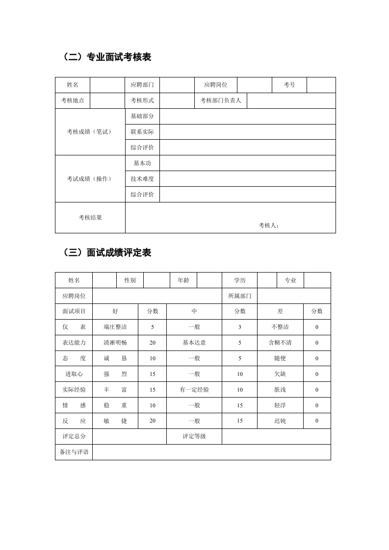 工具之44_面试管理执行工具与模板.doc 第2页
