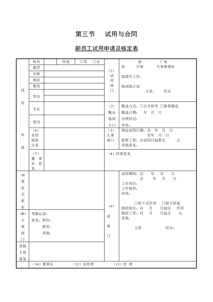 新员工试用申请及核定表.doc 第1页