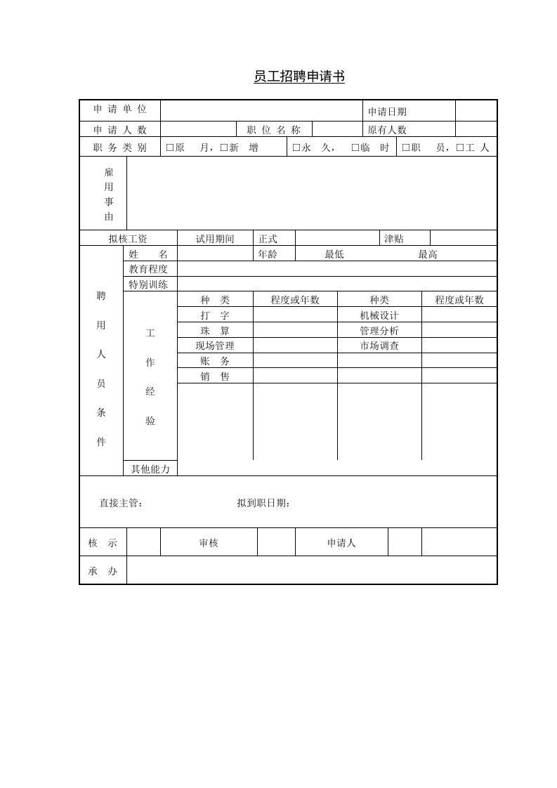 员工招聘申请书.doc 第1页