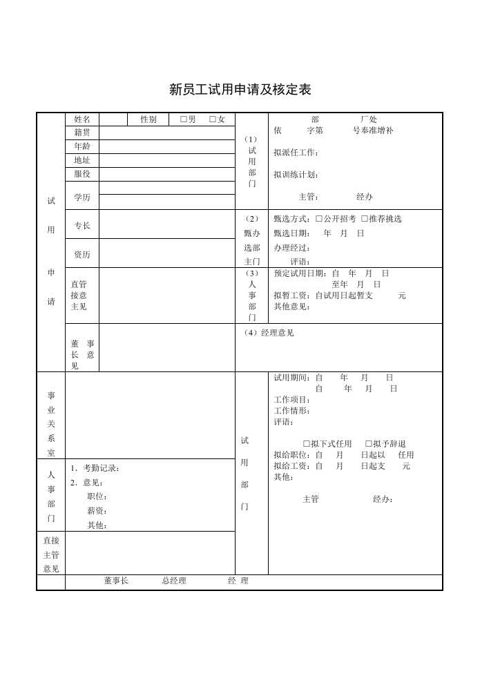 新员工试用申请及审核表.doc 第1页