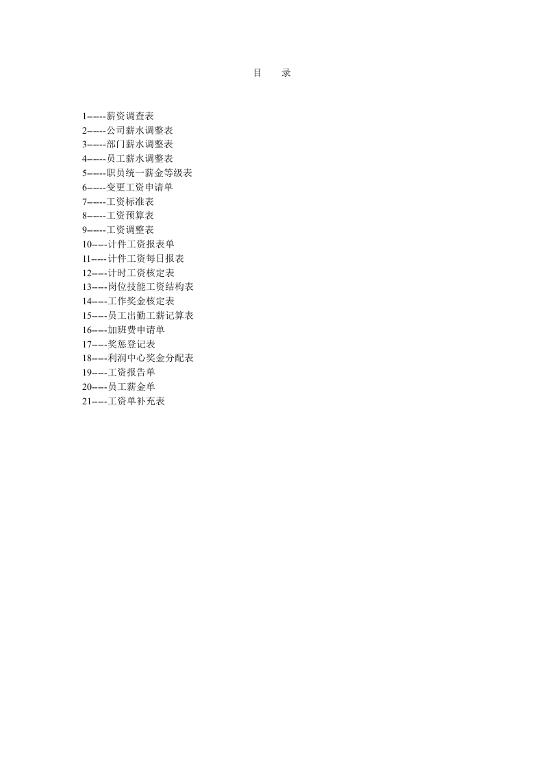 薪酬管理表格目录.doc 第1页