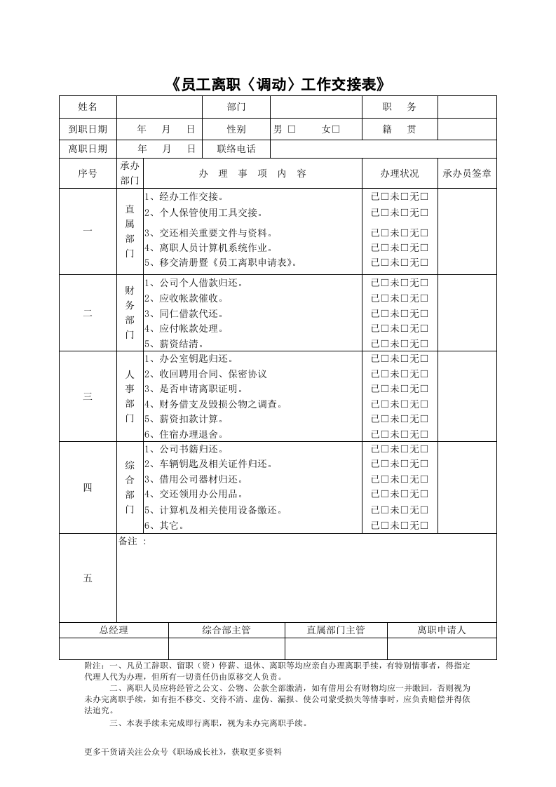 员工离职〈调动〉工作交接表.doc 第1页
