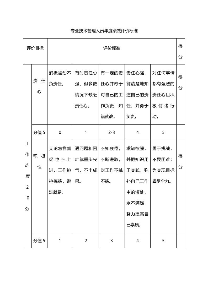 专业技术管理人员年度绩效评价标准.doc 第1页
