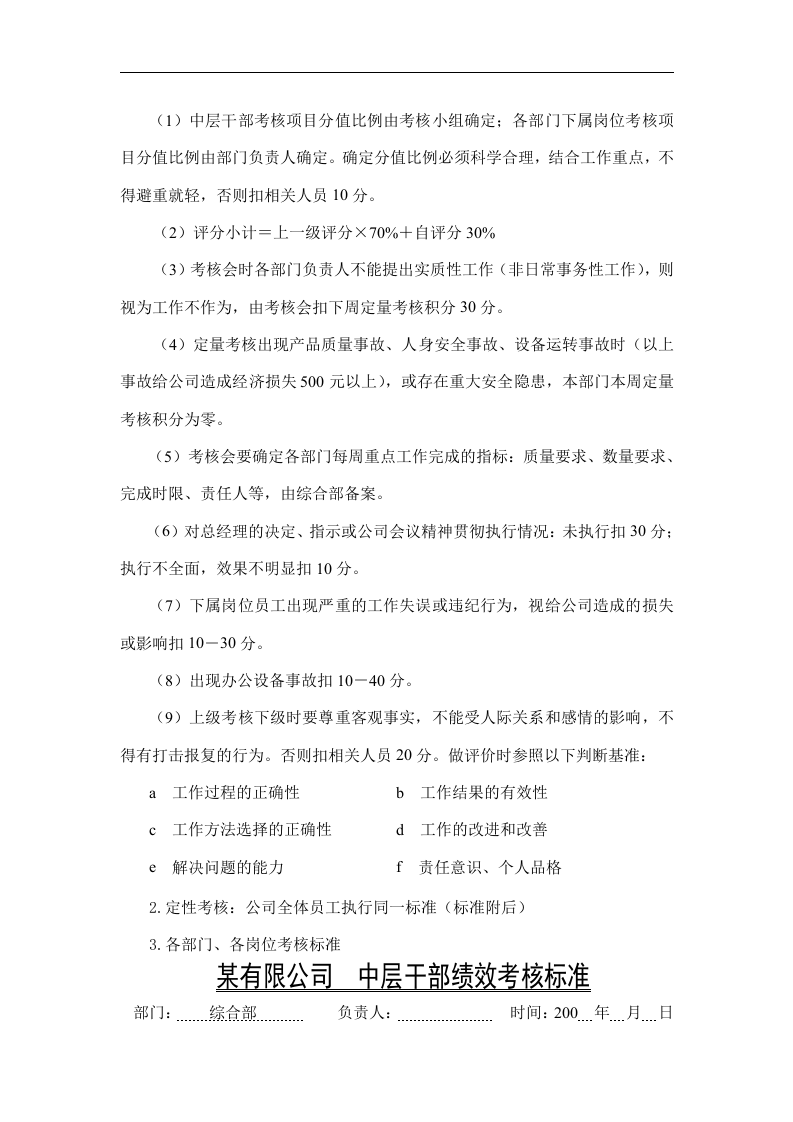 某有限公司员工绩效考核细则.doc 第3页