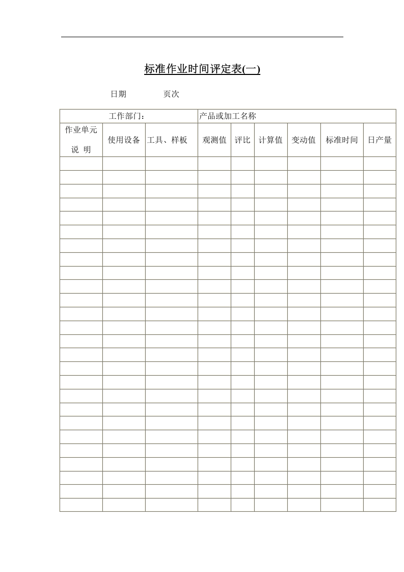 标准作业时间评定表(一).doc 第1页