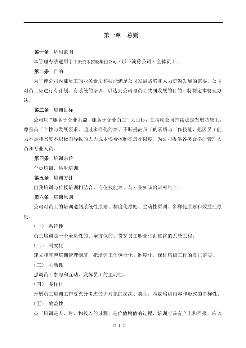 中美资本控股集团公司-2009年员工培训体系管理办法-19页.doc 第3页