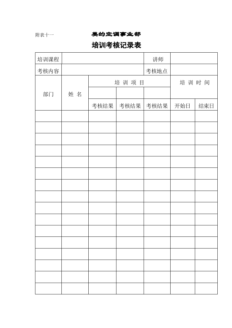 21_美的培训考核记录表.doc 第1页