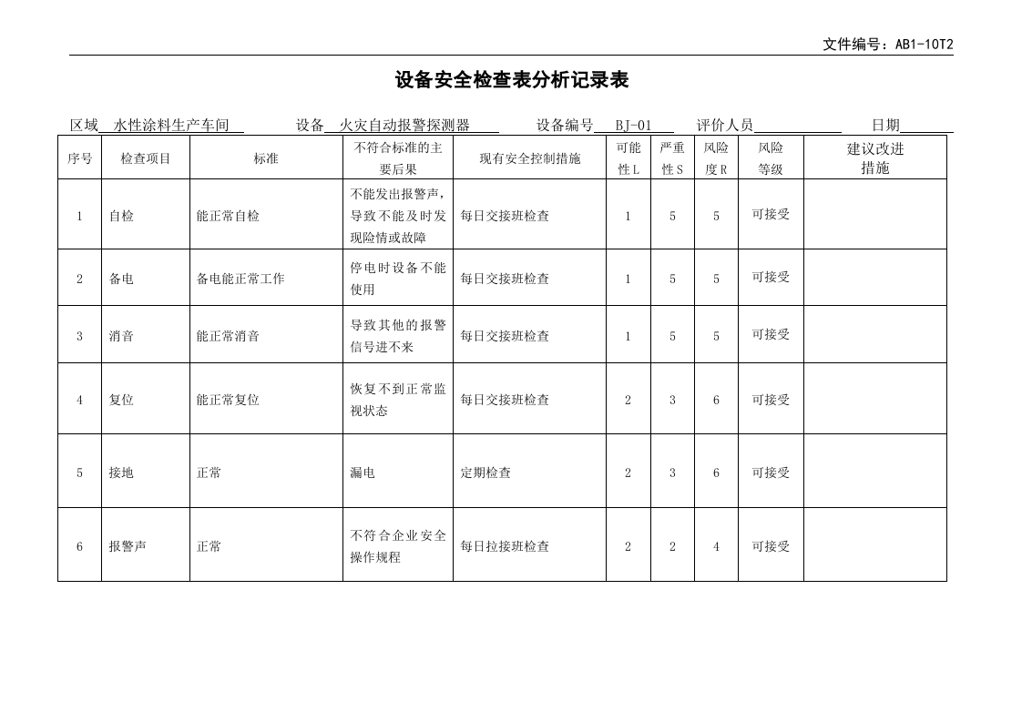化工涂料行业设备安全检查表分析记录表.doc 第4页