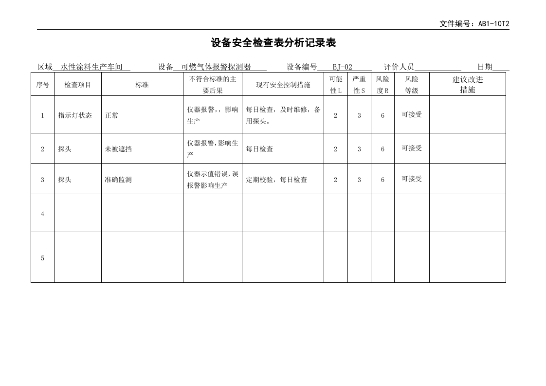化工涂料行业设备安全检查表分析记录表.doc 第5页