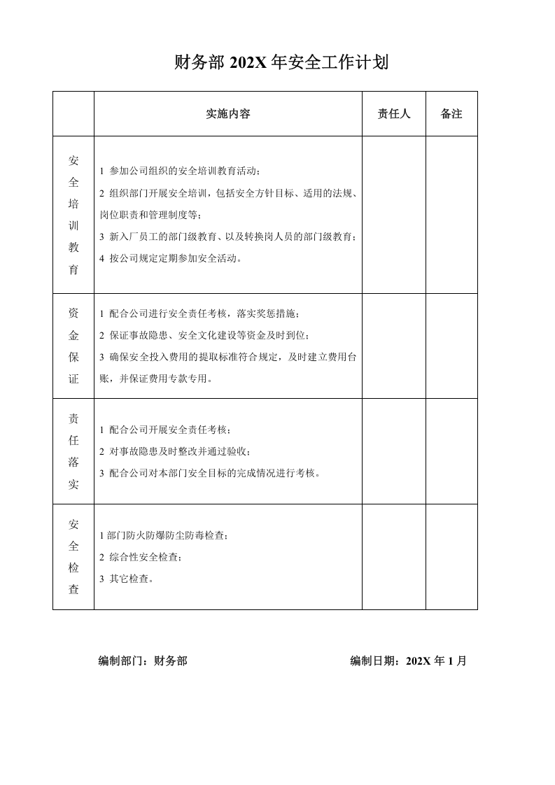各部门年度安全工作计划.docx 第2页