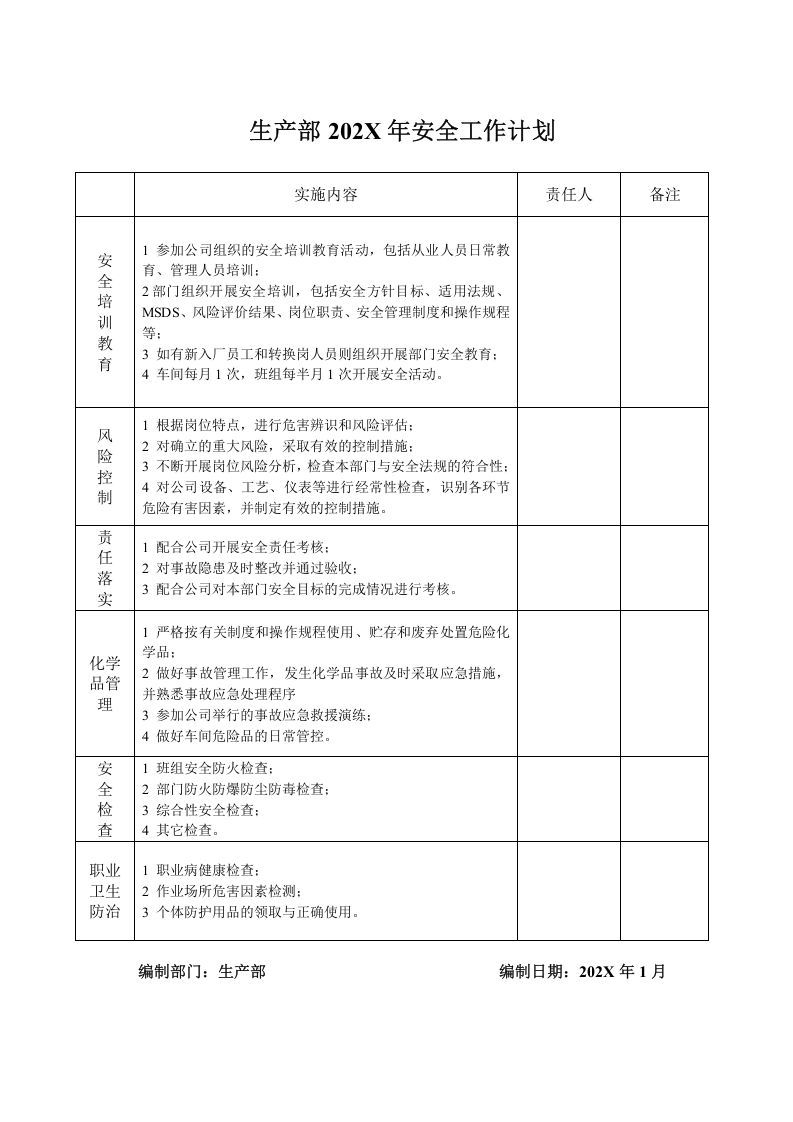 各部门年度安全工作计划.docx 第4页