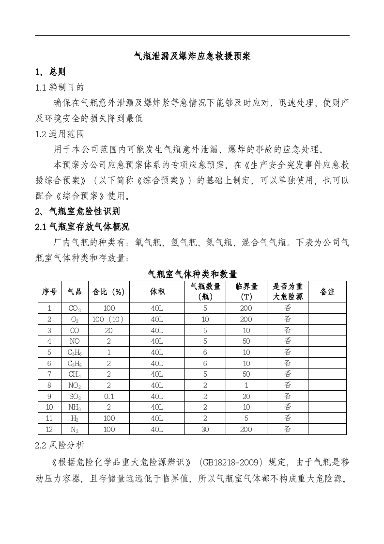 气瓶泄漏及爆炸应急救援预案.docx 第1页