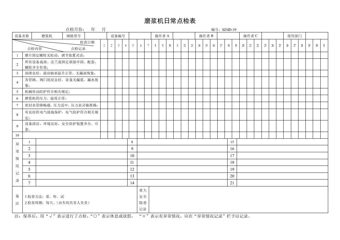 37.磨浆机日常点检表.doc 第1页
