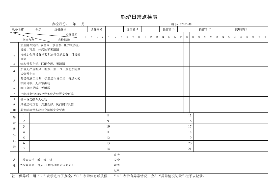 25.锅炉日常点检表.doc 第1页