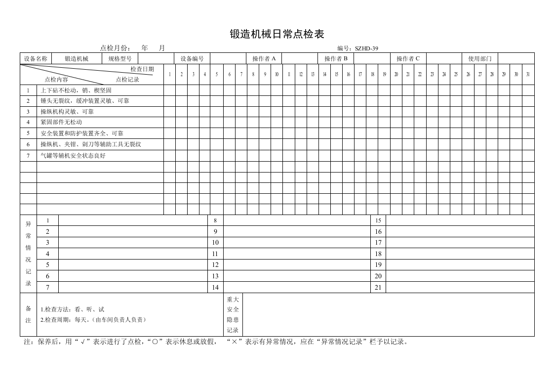 18.锻造机械日常点检表.doc 第1页