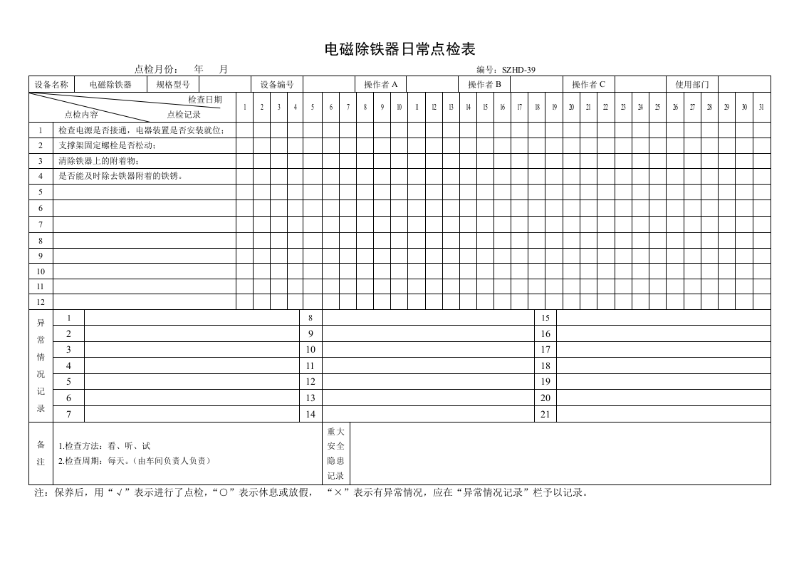 15.电磁除铁器日常点检表.doc 第1页
