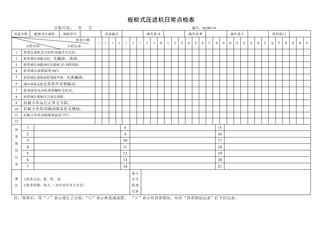 3.板框式压滤机日常点检表.doc 第1页