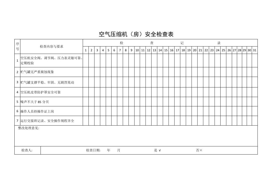 叉车、空压机、配电室月度检查表.docx 第2页