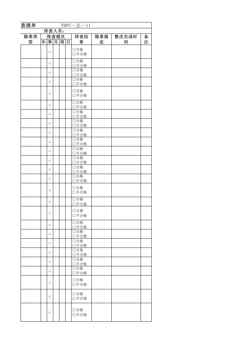 11生产制造部负责人隐患排查清单.xlsx 第5页