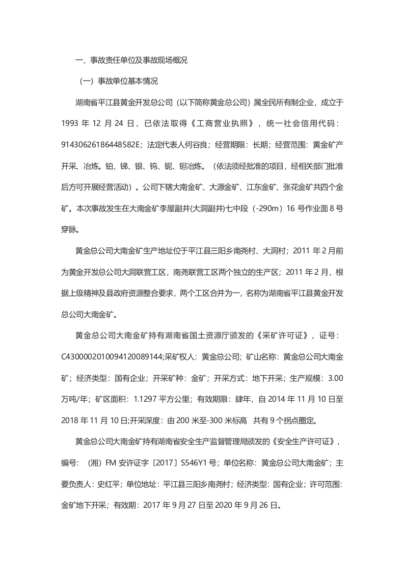 湖南省平江县黄金开发总公司 &ldquo;6.28&rdquo;冒顶片帮事故调查报告.docx 第2页